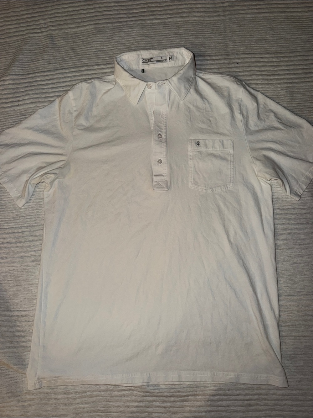 Criquet White Short-Sleeve Polo with Chest Pocket